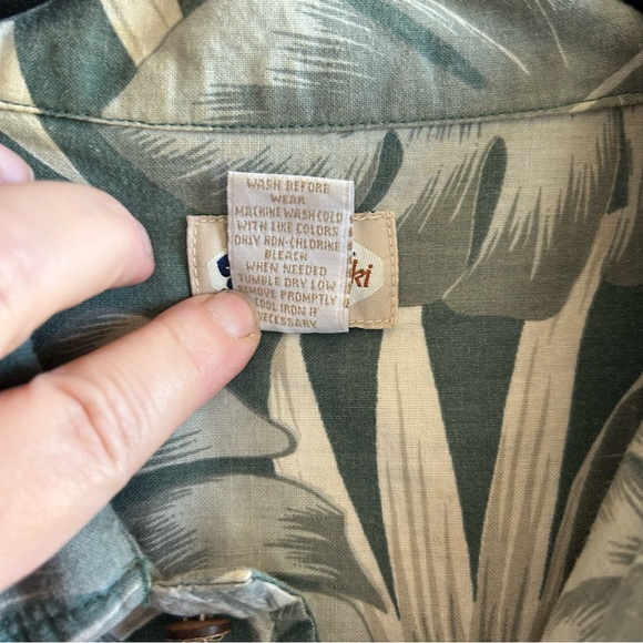 Vintage Cherokee Waikiki Green Floral Hawaiian Shirt Men’s XL Cotton - Picture 5 of 8